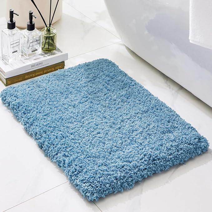Ruggnovea Bathroom Rugs Non Slip Washable, Ultra Soft Thick Shaggy Absorbent Bath Mats, High Density Foam Latex Non Slip Backing Bath Rugs, Microfiber Bath Mats for Bathroom Floor&Sink,24x17,Blue - ModernBath