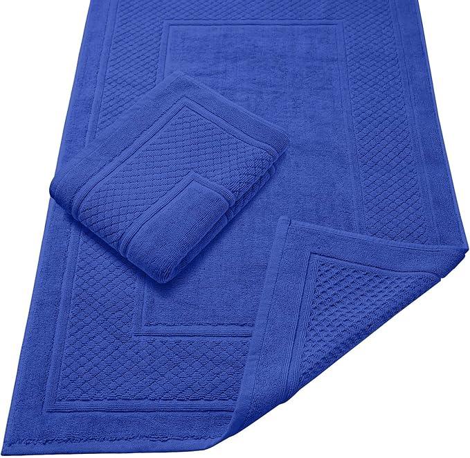 Avalon Towels Blue Bath Mat - 100% Cotton Set of 2 Absorbent Bathmat - Bathroom Mats Quick Dry Bath Mats for Bathrooms (22x34 Inches) - ModernBath