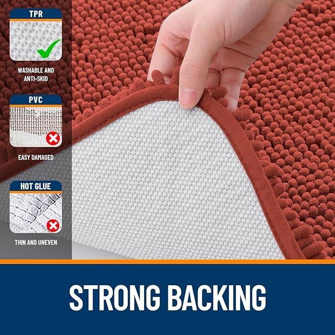 OLANLY Bathroom Rugs 44x24, Extra Soft Absorbent Chenille Bath Rugs, Rubber Backing Quick Dry, Machine Washable Bath Mats for Bathroom Floor, Tub and Shower, Home Decor Accessories, Rustic Terracotta - ModernBath