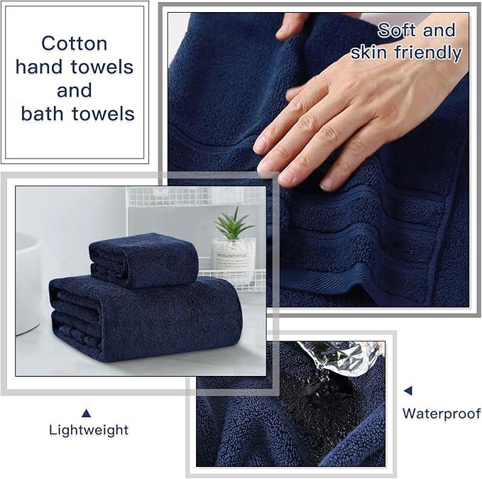 WSBArt 32PCS Bathroom Accessory Set Bathroom Accessories Set Navy Blue Bathroom Set, Shower Curtain Set, 2 Piece Bath Towel Set, 3PC Soap Dispenser, Toilet Brush & Trash Can - ModernBath