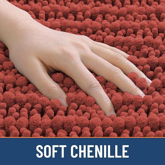 Smiry Bathroom Rugs Mat 36x24, Extra Soft Absorbent Chenille Bath Rugs, Non Slip Rubber Backing Machine Washable Quick Dry Bath Mats for Bathroom Floor, Tub, Shower, Home Decor Accessories, Maple Red - ModernBath