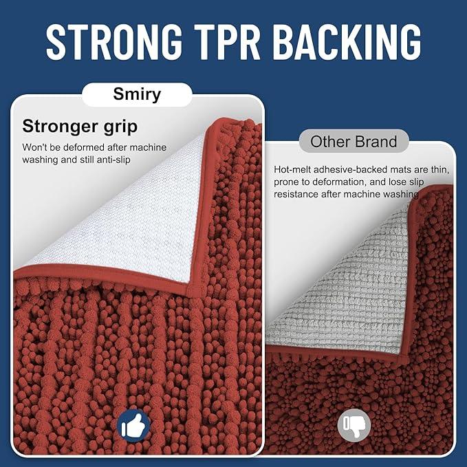 Smiry Bathroom Rugs Mat 36x24, Extra Soft Absorbent Chenille Bath Rugs, Non Slip Rubber Backing Machine Washable Quick Dry Bath Mats for Bathroom Floor, Tub, Shower, Home Decor Accessories, Maple Red - ModernBath