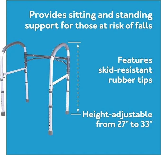 Carex Toilet Safety Rails, Adjustable and Detachable Toilet Safety Frame with Handles for Elderly, Handicap, or Disabled, Heavy-Duty Non-Slip Bathroom Grab Bar, with Padded Handles and Aluminum Frame - ModernBath