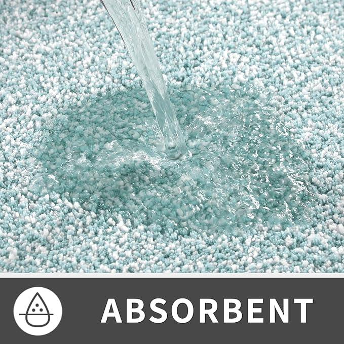Yimobra Toilet Rugs U Shaped Washable, Soft Absorbent Microfiber Bathroom Rugs, Non Slip Quick Drying Shaggy Bath Mat,Contour Bathroom Mats for Toilet Base, Home Essentials,24x20,Light Blue and White - ModernBath