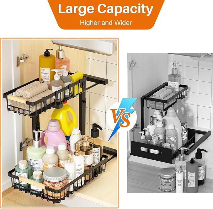 REALINN Under Sink Organizer, Height Adjustable Under Sink Organizers and Storage, 2 Tier Pull Out Drawer Cabinet Storage for Kitchen Bathroom, 1 Pack - ModernBath