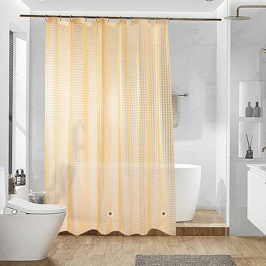 NTBAY EVA Semi-Transparent Clear Shower Curtain with Yellow Checkered, Water-Repellent Liner with 3 Magnets for Bathroom, 72x72 Inches - ModernBath