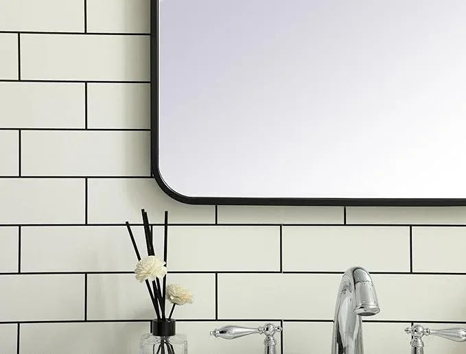 ARS Concepts Aura, Soft Corner Metal Rectangular Mirror 20X36 Inch in, Modern, Black - ModernBath