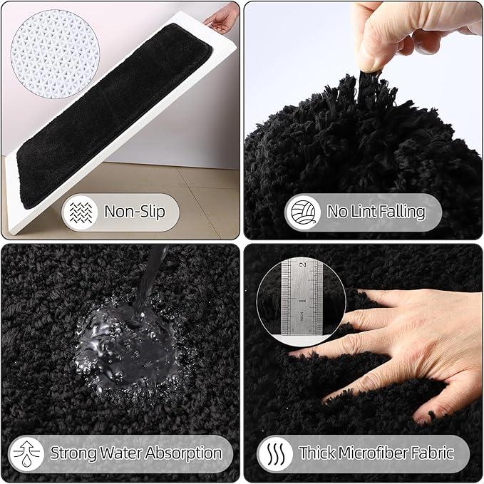 XLHOMO Bathroom Set - Black Bathroom Accessories Set, Bathroom Sets with Shower Curtain and Rugs, 25PC Shower Curtain Set with Hooks, Soap Dispenser, Soap Dish, Toilet Brush Holder and Trash Can - ModernBath