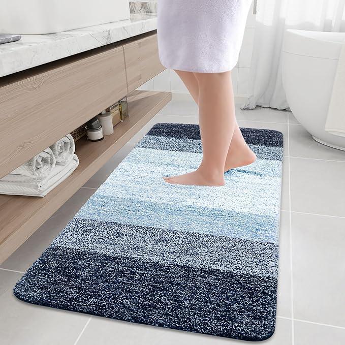 Arotive Microfiber Bathroom Rugs, Shaggy Soft and Absorbent Bath Rug, Non-Slip, Thick Plush Machine Washable Dry Bath Mats for Bathroom, Tub and Shower, 54x24, Dark Blue, Rectangular - ModernBath