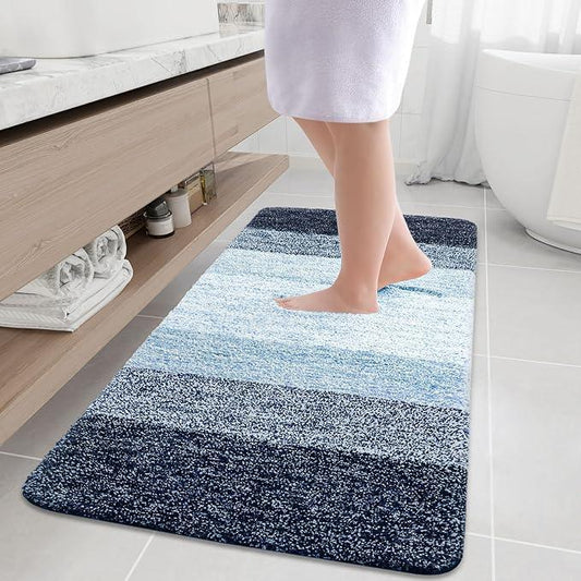 Arotive Microfiber Bathroom Rugs, Shaggy Soft and Absorbent Bath Rug, Non-Slip, Thick Plush Machine Washable Dry Bath Mats for Bathroom, Tub and Shower, 54x24, Dark Blue, Rectangular - ModernBath