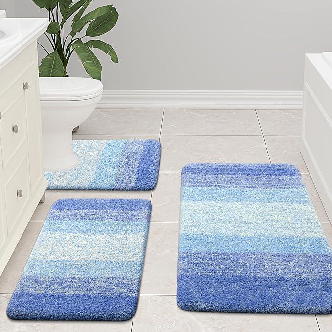 Arotive Microfiber Bathroom Rugs, Shaggy Soft and Absorbent Bath Rug, Non-Slip, Thick Plush Machine Washable Dry Bath Mats for Bathroom, Tub and Shower, 30x20, Light Royal Blue, Rectangular - ModernBath