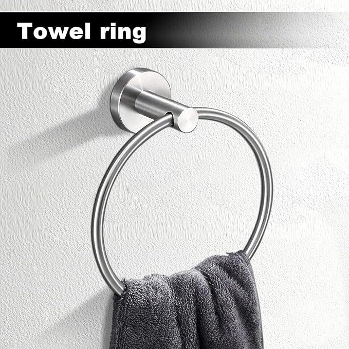 23.6inch 10 Sets Bathroom Towel Rack Set Brushed Nickel, Includes 2PCS 23.6Inch Towel Bar, 2PCS Towel Ring, 2PCS Toilet Holder and 4PCS Towel Hooks-Brushed Nickel - ModernBath