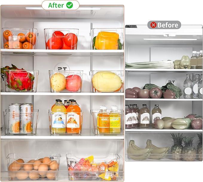 Attelite 12 Pack Clear Plastic Storage Bins, Multi-Use Pantry Organizers and Storage, Pantry Organizer Containers for Home, Kitchen, Freezer, Fridge, Cabinet, Bathroom and Under Sink Organizing - ModernBath