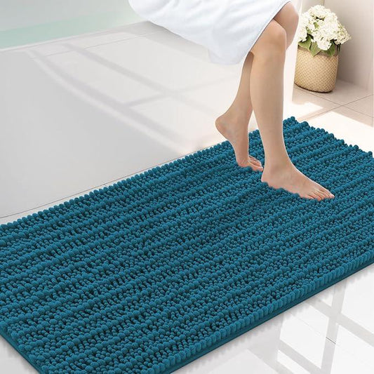 Smiry Bathroom Rugs Mat 44x24, Extra Soft Absorbent Chenille Bath Rugs, Non Slip Rubber Backing Machine Washable Quick Dry Bath Mats for Bathroom Floor, Tub, Shower, Home Accessories, Peacock Blue - ModernBath