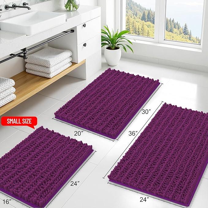 Smiry Bathroom Rugs Mat 30x20, Extra Soft Absorbent Chenille Bath Rugs, Non Slip Rubber Backing Machine Washable Quick Dry Bath Mats for Bathroom Floor, Tub, Shower, Home Decor Accessories, Violet - ModernBath