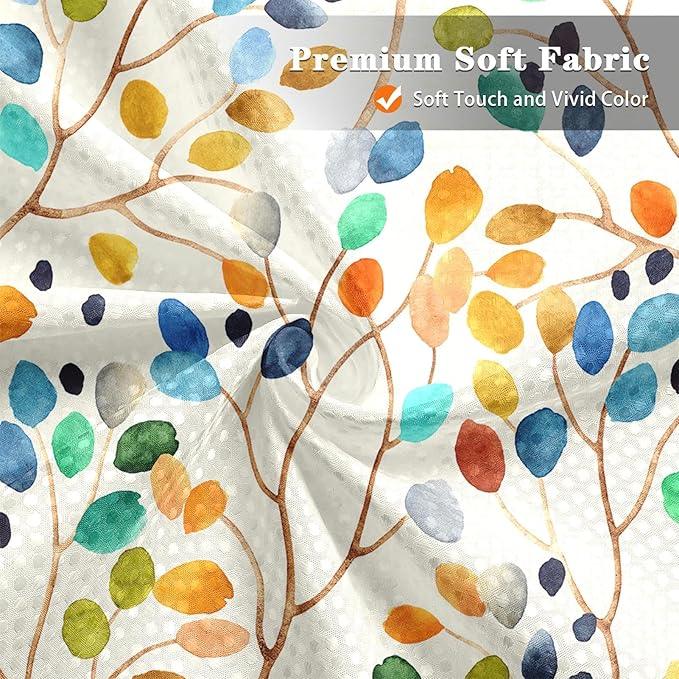 Culudea Colorful Leaves Ivory Shower Curtain Set, Floral Modern Boho Bathroom Window Waterproof Shower Curtain Set for Bathroom Decor - ModernBath