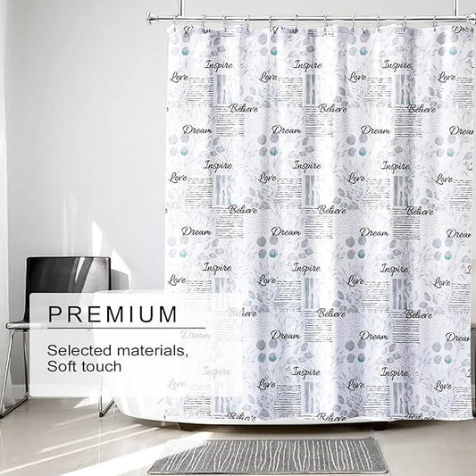 TIKABC Shower Curtain Liner, 4G PEVA Shower Liner, Plastic Waterproof Shower Curtains, with Grommet Holes and 3 Magnetic Weights(Flowers and Text) - ModernBath