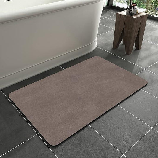 MontVoo -Bath Mat Rug-Rubber Backing Non Slip Quick Dry Absorbent Thin Bathroom Rugs Fit Under Door-Faux Suede Surface Bathroom Floor Mats-Shower Rug for in Front of Bathtub Shower Brown 16"x24" - ModernBath