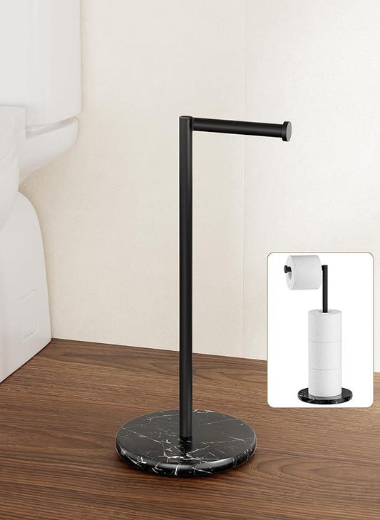 KES Toilet Paper Holder Stand with Weighted Natural Marble Base, Matte Black Free Standing Toilet Paper Holder with Reverse, 18/8 Stainless Steel Tissue Holder for Bathroom, Matte Black, BPH291A-BK - ModernBath