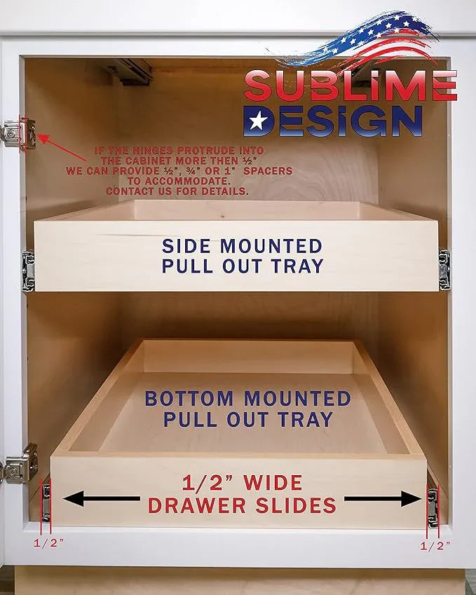 Sublime Design - Standard Size - Pull Out Kitchen Drawers | Slide Out Shelves for Kitchen Cabinets | Pull Out Home Organizer (Bottom Mounting, 20 Inch W/Drawer Slides (19” Drawer Box)) - ModernBath