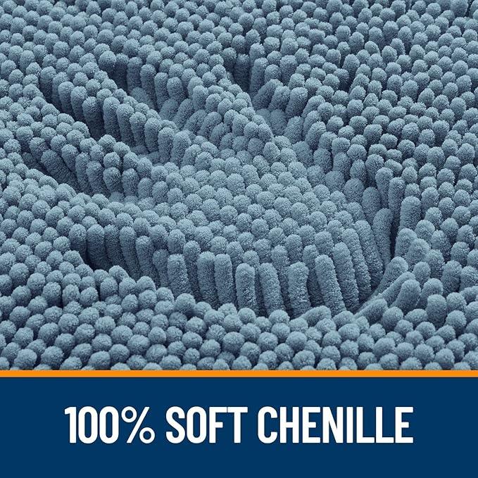 OLANLY Bathroom Rugs 44x24, Extra Soft Absorbent Chenille Bath Rugs, Rubber Backing Quick Dry, Machine Washable Bath Mats for Bathroom Floor, Tub and Shower, Home Decor Accessories, Airy Blue - ModernBath
