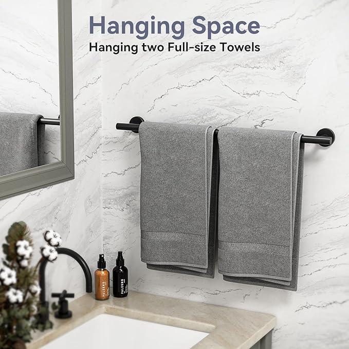 Matte Black Towel Bar Set, 24 Inch Bathroom Hardware Set, Wall Mounted Bathroom Towel Holder Set, Modern Bathroom Accessories, Durable SUS304 Stainless Steel, 4-Piece - ModernBath