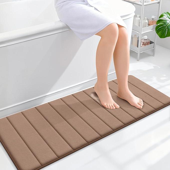 OLANLY Memory Foam Long Bathroom Rugs Runner 47x17, Super Soft Absorbent Bath Mat, Quick Dry, Machine Washable Shower Floor Rugs, Bathmat Carpet, Bathroom Home Decor Accessories, Mocha - ModernBath