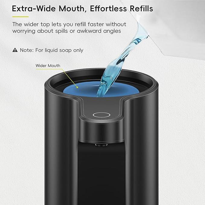 EKO Aroma Pro 13.5 fl oz Touchless Automatic Liquid Soap Dispenser, Rechargeable Hand & Dish Soap Dispenser for Bathroom and Kitchen, Waterproof, Adjustable Volume Control (Matte Black) - ModernBath