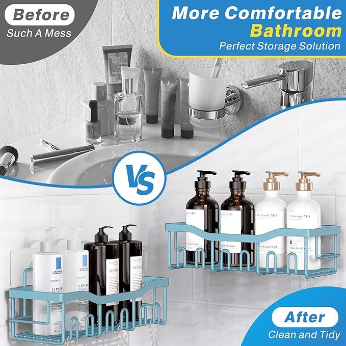 EUDELE 5-Pack Rustproof Stainless Steel Shower Caddy – No Drill Adhesive Bathroom Organizer with Large Capacity, Spacious Shower Shelves for Inside Shower, Kitchen & Home Decor Storage-XL Size - ModernBath
