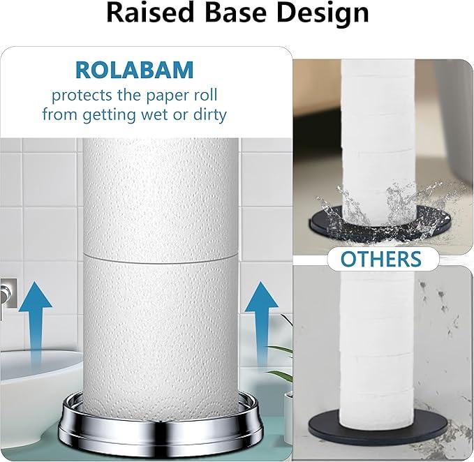 Heavy Weighted Toilet Paper Holder (with Reserve Function) Free Standing Toilet Paper Storage，Spare Toilet Paper Roll Holder Storage Stand for Bathroom Total Height 22.5" ，Chrome - ModernBath