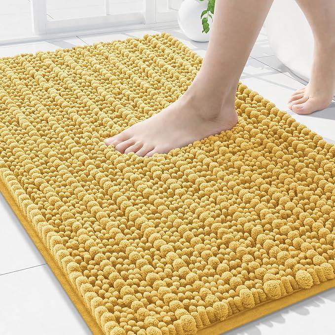 Arotive Luxury Chenille Bathroom Rug Mat, Extra Soft Thick Absorbent Shaggy Bath Rugs, Non-Slip Machine Wash Dry, Plush Bath Mats for Bathroom, Shower and Tub, 36x24, Yellow - ModernBath