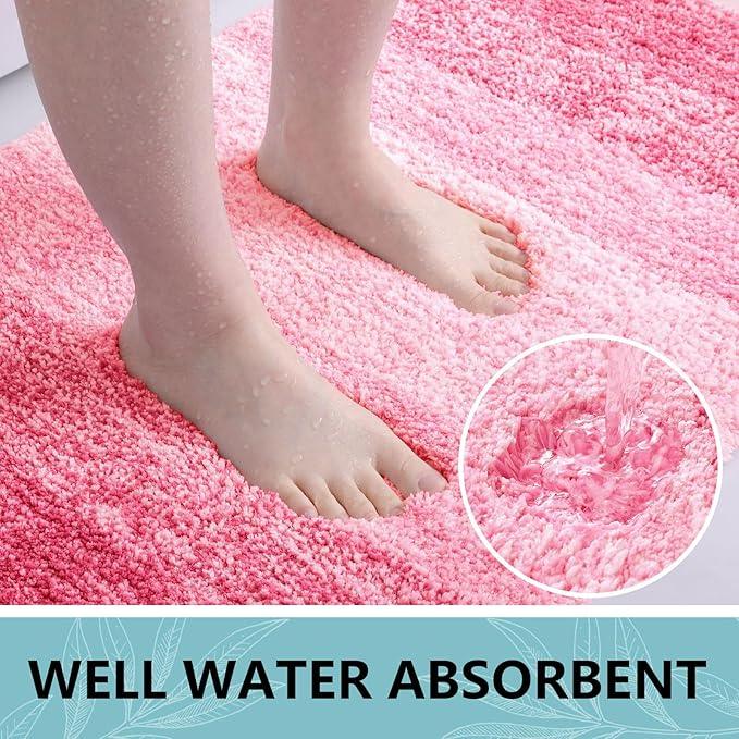 Arotive Microfiber Bathroom Rugs, Shaggy Soft and Absorbent Bath Rug, Non-Slip, Thick Plush Machine Washable Dry Bath Mats for Bathroom, Tub and Shower, 59x17, Pink, Rectangular - ModernBath