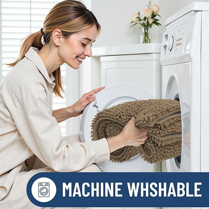 Smiry Luxury Chenille Bathroom Rugs 44x24, Extra Soft and Absorbent Shaggy Bath Mat, Machine Washable, Non-Slip Plush Carpet Runner for Tub, Shower, and Floor, Home Decor Accessories, Camel - ModernBath