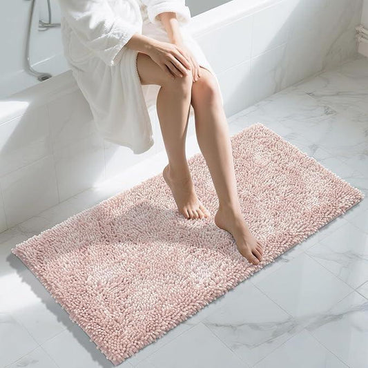 Yimobra Long Bathroom Rug Non Slip 44x24 Inch, Extra Thick Soft Absorbent Chenille Bath Mat, Machine Washable Quick Dry Bath Rugs for Bathroom Floor, Tub and Shower, Home Decor Accessories, Pink - ModernBath