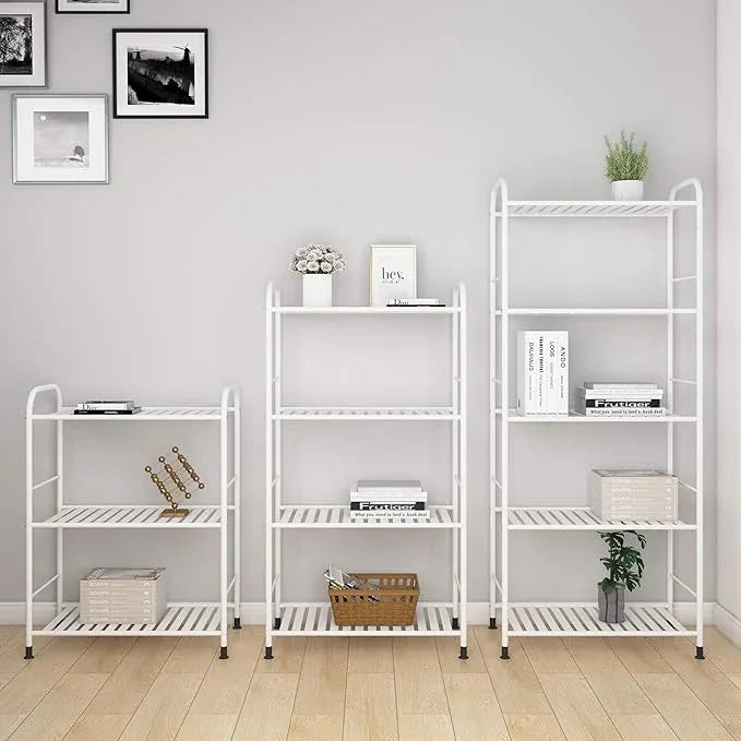 JSB 3-Tier Adjustable Shelving Unit, Heavy Duty Storage Rack Organizer Metal Corner Shelf for Kitchen Living Room Laundry Pantry Bathroom (White, 3 Tier)… - ModernBath