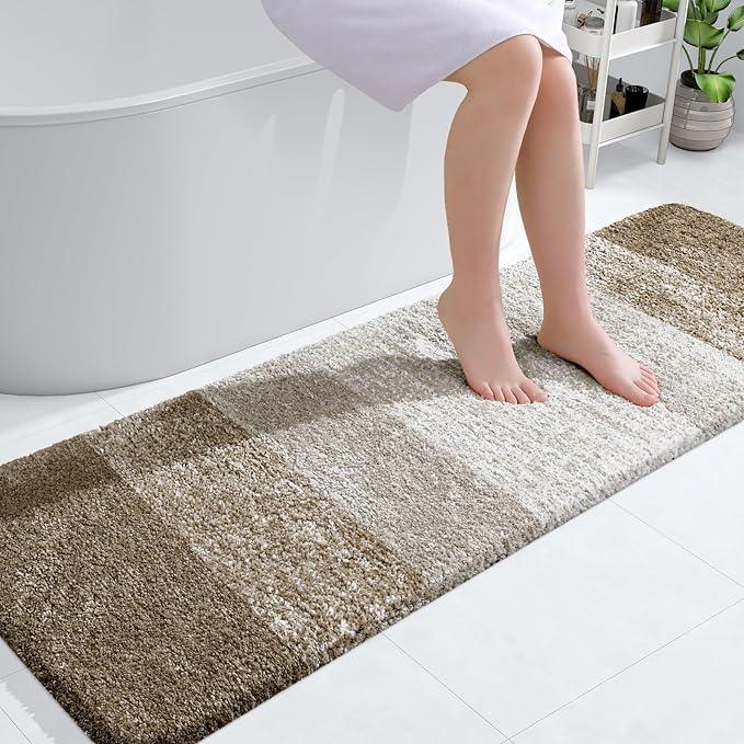 OLANLY Bathroom Runner Rugs 59x20, Extra Soft Absorbent Microfiber Bath Rugs, Rubber Backing, Quick Dry, Machine Washable Bath Mats for Bathroom Floor, Tub and Shower, Home Decor Accessories, Coffee - ModernBath