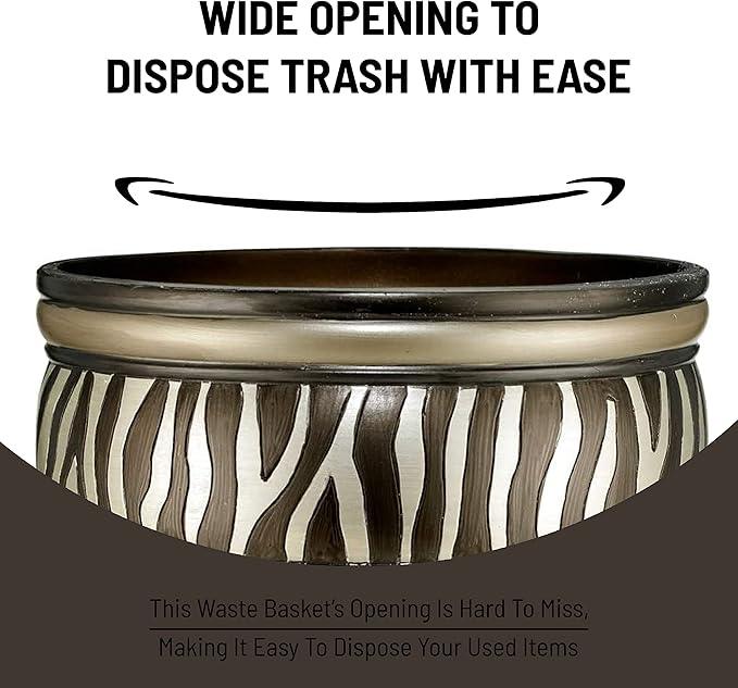 Zahari Home 2pc Safari Stripes Modern Bath Accessories Set Waste Basket & Tissue Box Modern Classic Contemporary Decorative Beautiful Designs Bathroom Decor Set for Home Luxury Bathroom Sets - ModernBath
