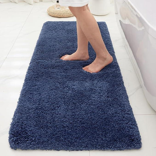 Ruggnovea Bathroom Rugs Non Slip Washable 59x24, Ultra Soft Thick Shaggy Absorbent Bath Mats, High Density Foam Latex Non Slip Backing Bath Rugs, Microfiber Bath Mats for Bathroom Floor&Sink,Navy Blue - ModernBath