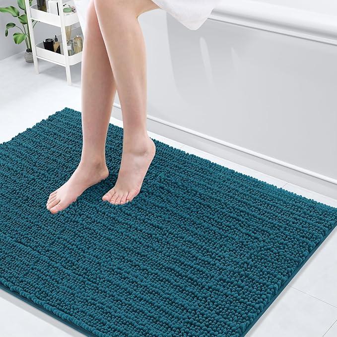 Arotive Luxury Chenille Bathroom Rug Mat, Extra Soft Thick Absorbent Shaggy Bath Rugs, Non-Slip Machine Wash Dry, Plush Bath Mats for Bathroom, Shower and Tub, 40x32, Peacock Blue - ModernBath
