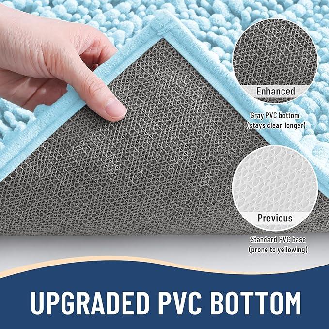 Arotive Luxury Chenille Bathroom Rug Mat, Extra Soft Thick Absorbent Shaggy Bath Rugs, Non-Slip Machine Wash Dry, Plush Bath Mats for Bathroom, Shower and Tub, 30x20, Blue - ModernBath