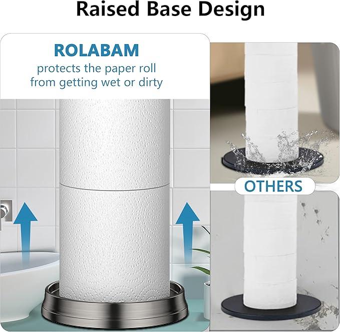 Heavy Weighted Toilet Paper Holder (with Reserve Function) Free Standing Toilet Paper Storage，Spare Toilet Paper Roll Holder Storage Stand for Bathroom Total Height 22.5" ，Brushed Nickel - ModernBath