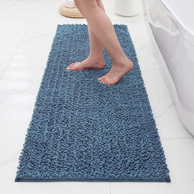 ILANGO Bathroom Rugs Light Blue 55x24,Extra Soft Absorbent Chenille Bath Rugs,Thick Non-Slip Shaggy Bath Mat,Machine Washable Quick Dry Bath Mats for Bathroom Floor, Tub, Shower Accessories - ModernBath