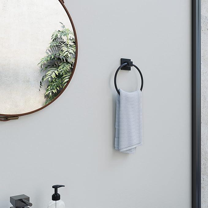 BVL Towel Ring Black, Hand Towel Holder Ring Hanger for Bathroom Kitchen ,Metal Round Towel Holder Wall Mounted Towel Rack,2 Pack 206322 - ModernBath