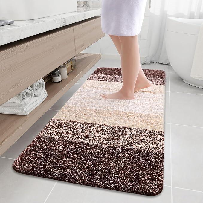 Arotive Microfiber Bathroom Rugs, Shaggy Soft and Absorbent Bath Rug, Non-Slip, Thick Plush Machine Washable Dry Bath Mats for Bathroom, Tub and Shower, 59x24, Brown, Rectangular - ModernBath