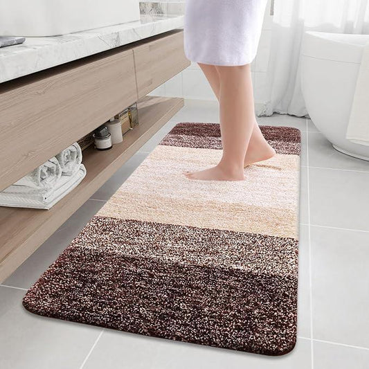 Arotive Microfiber Bathroom Rugs, Shaggy Soft and Absorbent Bath Rug, Non-Slip, Thick Plush Machine Washable Dry Bath Mats for Bathroom, Tub and Shower, 59x24, Brown, Rectangular - ModernBath