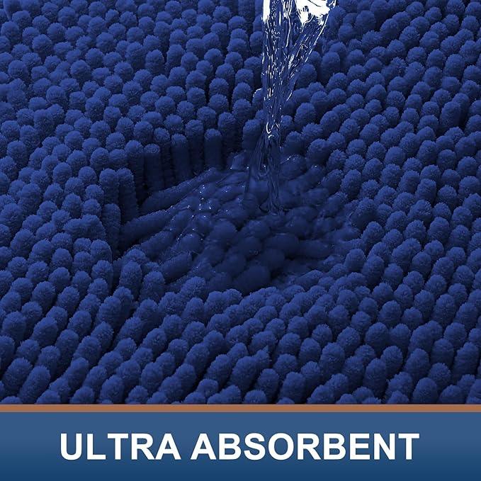 Smiry Luxury Chenille Toilet Rugs U-Shaped 24x20, Soft Absorbent Non-Slip Contour Bathroom Rugs for Toilet, Machine Washable Contoured Bath Mats, Royal Blue - ModernBath