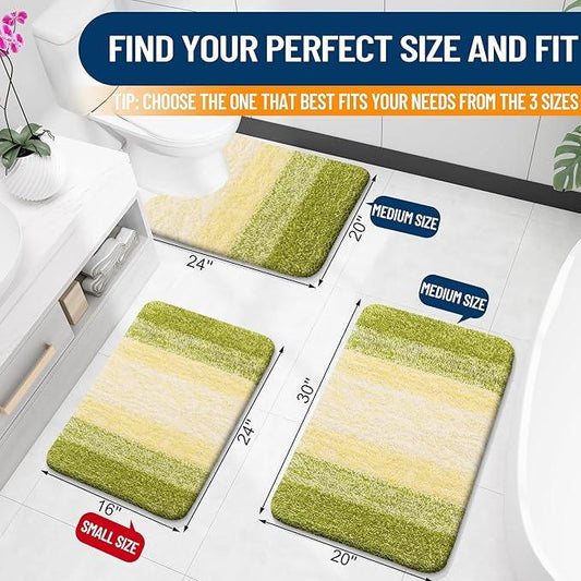 OLANLY Bathroom Rugs Mat 30x20, Extra Soft Absorbent Microfiber Bath Rugs, Rubber Backing, Quick Dry, Machine Washable Bath Mats for Bathroom Floor, Tub and Shower, Home Decor Accessories, Olive Green - ModernBath