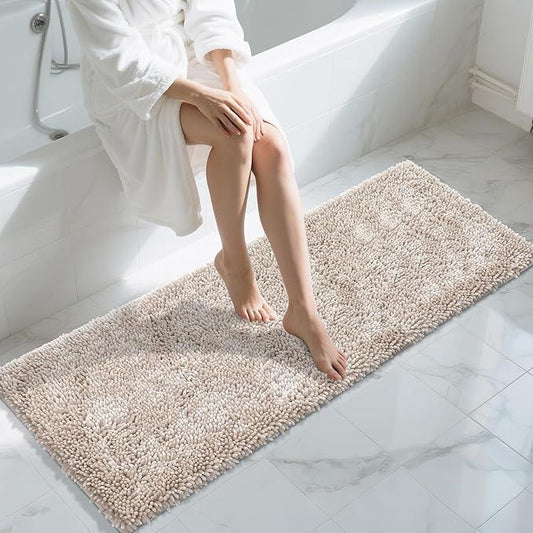 Yimobra Long Bathroom Rugs Runner 60x24 Inch, Extra Thick Soft Absorbent Chenille Bath Mat, Non Slip Machine Washable, Quick Dry Bath Rugs for Bathroom Floor, Tub and Shower, Khaki - ModernBath