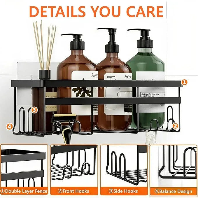 Shower Caddy, 2-Pack No Drilling Rustproof Organizer with Save Space Hooks, Apartment Essentials for Bathroom, No Drilling Shelves for Kitchen & Living Room - ModernBath