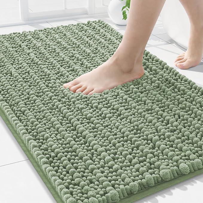 Arotive Luxury Chenille Bathroom Rug Mat, Extra Soft Thick Absorbent Shaggy Bath Rugs, Non-Slip Machine Wash Dry, Plush Bath Mats for Bathroom, Shower and Tub, 36x24, Sage Green - ModernBath